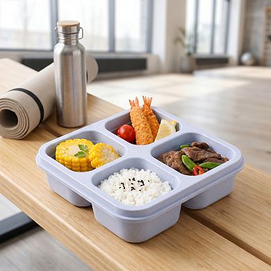 Bento Box Adult Lunch Box, 4-Compartment Leak-Proof Meal Prep Container for Work Travel