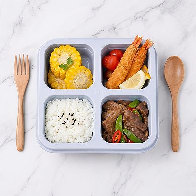 Bento Box Adult Lunch Box, 4-Compartment Leak-Proof Meal Prep Container for Work Travel
