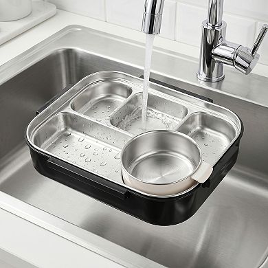 12"x9.8"x3.9" 5-Compartment Leak-Proof Bento Box with Soup Bowl for Work Travel