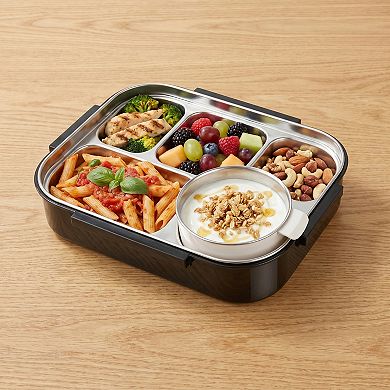 12"x9.8"x3.9" 5-Compartment Leak-Proof Bento Box with Soup Bowl for Work Travel