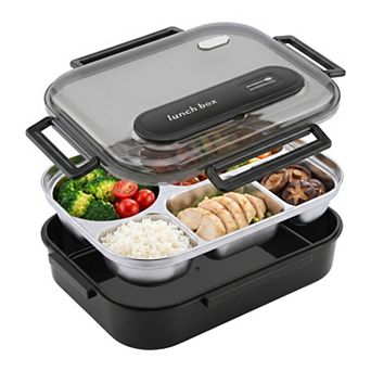 12"x9.8"x3.9" 5-Compartment Leak-Proof Bento Box with Soup Bowl for Work Travel