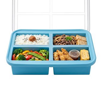 Bento Box Adult Lunch Box, 500ml Silicone Leak-Proof Meal Prep Container 10.3x6.6x2.4 inch