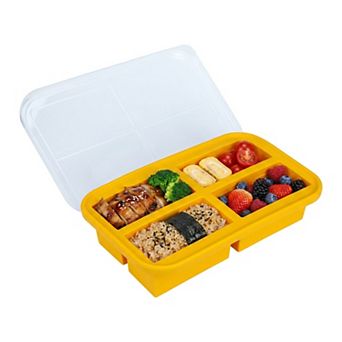 Bento Box Adult Lunch Box, 500ml Silicone Leak-Proof Meal Prep Container 10.3x6.6x2.4 inch