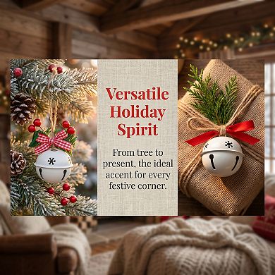 Christmas Tree Ornaments Large Rustic Iron Bells 10 Pack Chunky Hanging Bells with Twine Rope