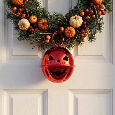 Pumpkin Halloween Craft Bells - 10 Pack Round Decorative Hanging Bells