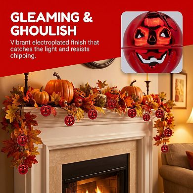 Pumpkin Halloween Craft Bells - 10 Pack Round Decorative Hanging Bells