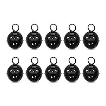 Pumpkin Halloween Craft Bells - 10 Pack Round Decorative Hanging Bells