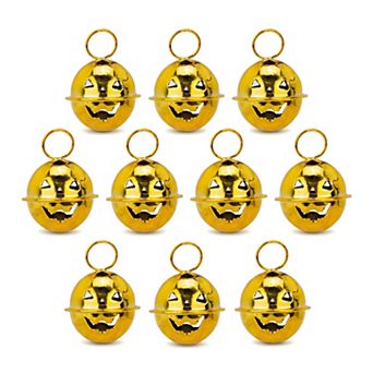 Pumpkin Halloween Craft Bells - 10 Pack Round Decorative Hanging Bells