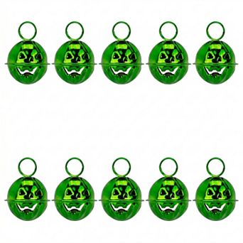 Pumpkin Halloween Craft Bells - 10 Pack Round Decorative Hanging Bells