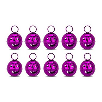 Pumpkin Halloween Craft Bells - 10 Pack Round Decorative Hanging Bells