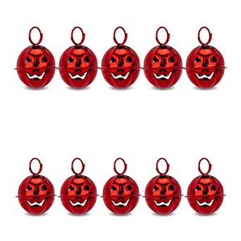 Pumpkin Halloween Craft Bells - 10 Pack Round Decorative Hanging Bells
