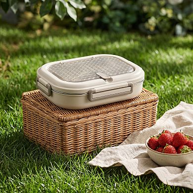 8.7"x5.5"x2.8" 3-Compartment Leak-Proof 304 SS Bento Box for Work Travel