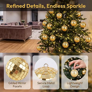 1.6" Mirror Disco Balls, 10 Pcs Hanging Solid Foam Orbs, Glass Reflective Decor for Party, Wreath