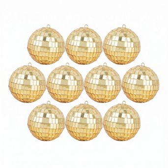 1.6" Mirror Disco Balls, 10 pc Hanging Solid Foam Orbs, Glass Reflective Decor for Party, Wreath