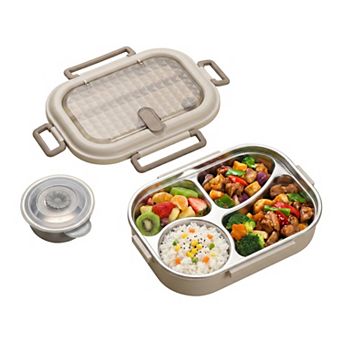 10.2x6.7x2.8 inch Bento Box Adult Lunch Box,Leak-Proof Meal Prep Container with 304 Stainless Steel