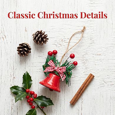 Christmas Tree Ornaments Rustic Iron Bells 10 Pack Holiday Hanging Decorative Bells with Twine Rope