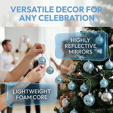 Mirror Disco Balls for Bowl Fillers 10 Pack Hanging Solid Foam Sphere Orbs with Glass Surfaces