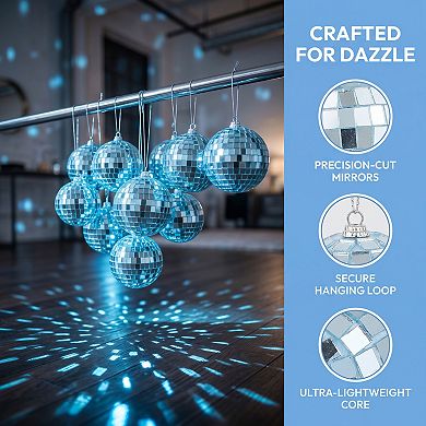 Mirror Disco Balls for Bowl Fillers 10 Pack Hanging Solid Foam Sphere Orbs with Glass Surfaces