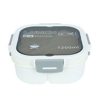 7.3"x7.3"x4.3" 1200ml Leak-Proof Bento Box with Built-in Utensils for Work Travel