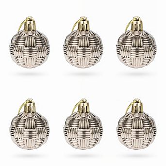 Woven Texture Balls 6 Pack Mini Decorative Spheres Orbs, Farmhouse Vase Filler Hanging Ornaments