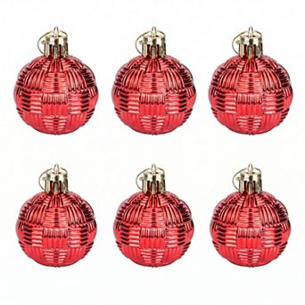 Woven Texture Balls 6 Pack Mini Decorative Spheres Orbs, Farmhouse Vase Filler Hanging Ornaments