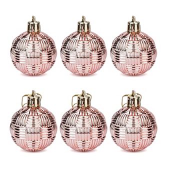 Woven Texture Balls 6 Pack Mini Decorative Spheres Orbs, Farmhouse Vase Filler Hanging Ornaments
