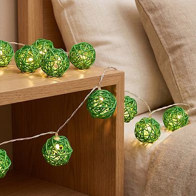Rattan Balls for Lights - 10 Pack Wicker Decorative Spheres Orbs, Natural Hanging Tree Ornaments