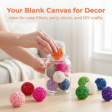 Rattan Balls for Lights - 10 Pack Wicker Decorative Spheres Orbs, Natural Hanging Tree Ornaments