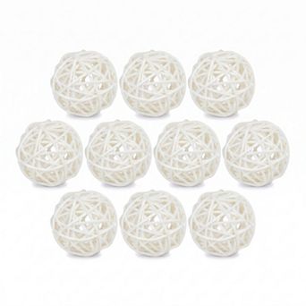 Rattan Balls for Lights - 10 Pack Wicker Decorative Spheres Orbs, Natural Hanging Tree Ornaments