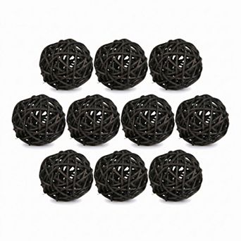 Rattan Balls for Lights - 10 Pack Wicker Decorative Spheres Orbs, Natural Hanging Tree Ornaments