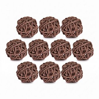 Rattan Balls for Lights - 10 Pack Wicker Decorative Spheres Orbs, Natural Hanging Tree Ornaments