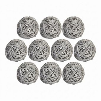 Rattan Balls for Lights - 10 Pack Wicker Decorative Spheres Orbs, Natural Hanging Tree Ornaments