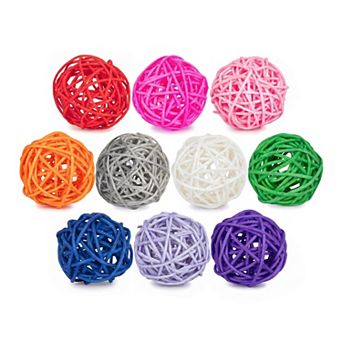 Rattan Balls for Lights - 10 Pack Wicker Decorative Spheres Orbs, Natural Hanging Tree Ornaments