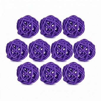 Rattan Balls for Lights - 10 Pack Wicker Decorative Spheres Orbs, Natural Hanging Tree Ornaments