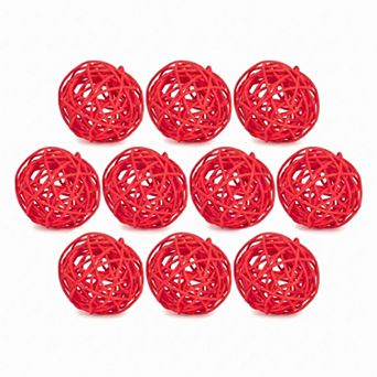 Rattan Balls for Lights - 10 Pack Wicker Decorative Spheres Orbs, Natural Hanging Tree Ornaments