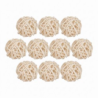 Rattan Balls for Lights - 10 Pack Wicker Decorative Spheres Orbs, Natural Hanging Tree Ornaments
