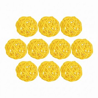 Rattan Balls for Lights - 10 Pack Wicker Decorative Spheres Orbs, Natural Hanging Tree Ornaments