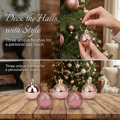 Christmas Tree Ornaments 12 Pack Festive Hanging Baubles, Shatterproof Plastic Holiday Balls