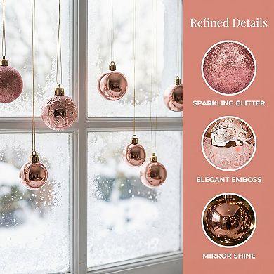 Christmas Tree Ornaments 12 Pack Festive Hanging Baubles, Shatterproof Plastic Holiday Balls