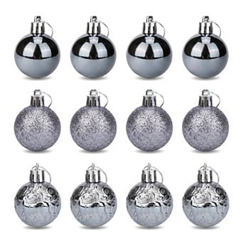 Christmas Tree Ornaments 12 Pack Festive Hanging Baubles, Shatterproof Plastic Holiday Balls