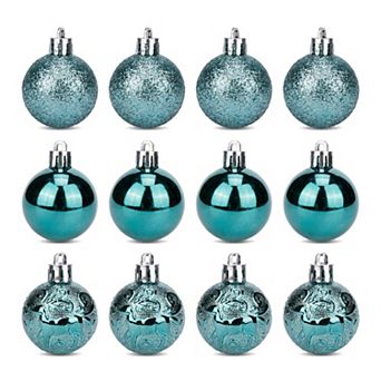 Christmas Tree Ornaments 12 Pack Festive Hanging Baubles, Shatterproof Plastic Holiday Balls