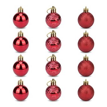 Christmas Tree Ornaments 12 Pack Festive Hanging Baubles, Shatterproof Plastic Holiday Balls