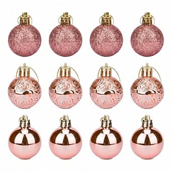 Christmas Tree Ornaments 12 Pack Festive Hanging Baubles, Shatterproof Plastic Holiday Balls