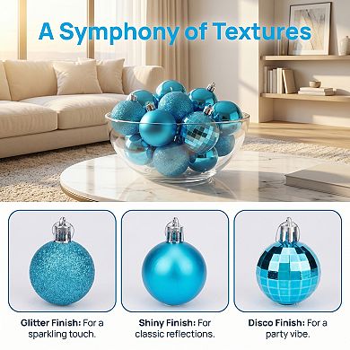 Christmas Tree Ornaments 24 Pack Mini Festive Hanging Baubles, Shatterproof Plastic Holiday Balls
