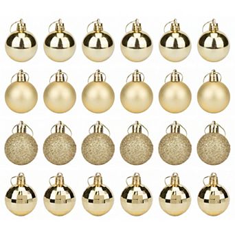 Christmas Tree Ornaments 24 Pack Mini Festive Hanging Baubles, Shatterproof Plastic Holiday Balls