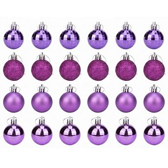Christmas Tree Ornaments 24 Pack Mini Festive Hanging Baubles, Shatterproof Plastic Holiday Balls