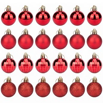 Christmas Tree Ornaments 24 Pack Mini Festive Hanging Baubles, Shatterproof Plastic Holiday Balls