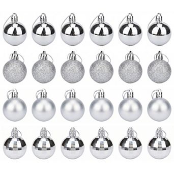 Christmas Tree Ornaments 24 Pack Mini Festive Hanging Baubles, Shatterproof Plastic Holiday Balls