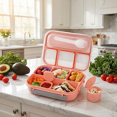 Bento Box Adult Lunch Box, 1.3L Leak-Proof Meal Prep Container with Built-in Fork Slot for Work