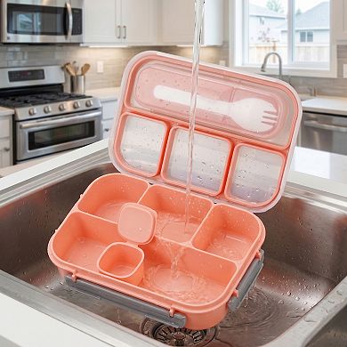 Bento Box Adult Lunch Box, 1.3L Leak-Proof Meal Prep Container with Built-in Fork Slot for Work